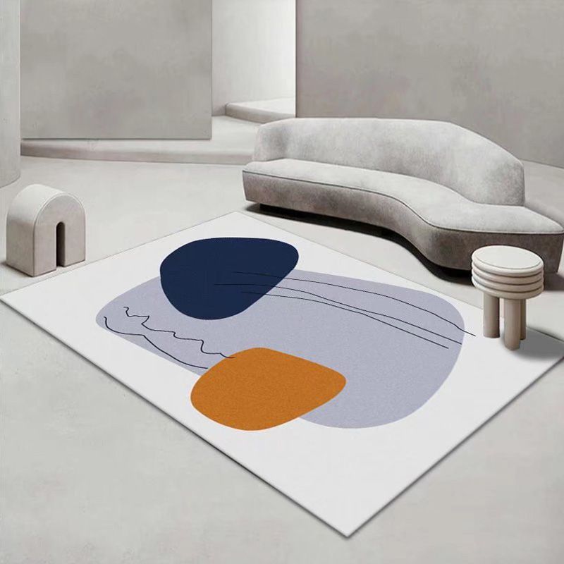 Orange Modern Rug Polyester Color Piece Rug Stain Resistant Rug for Living Room