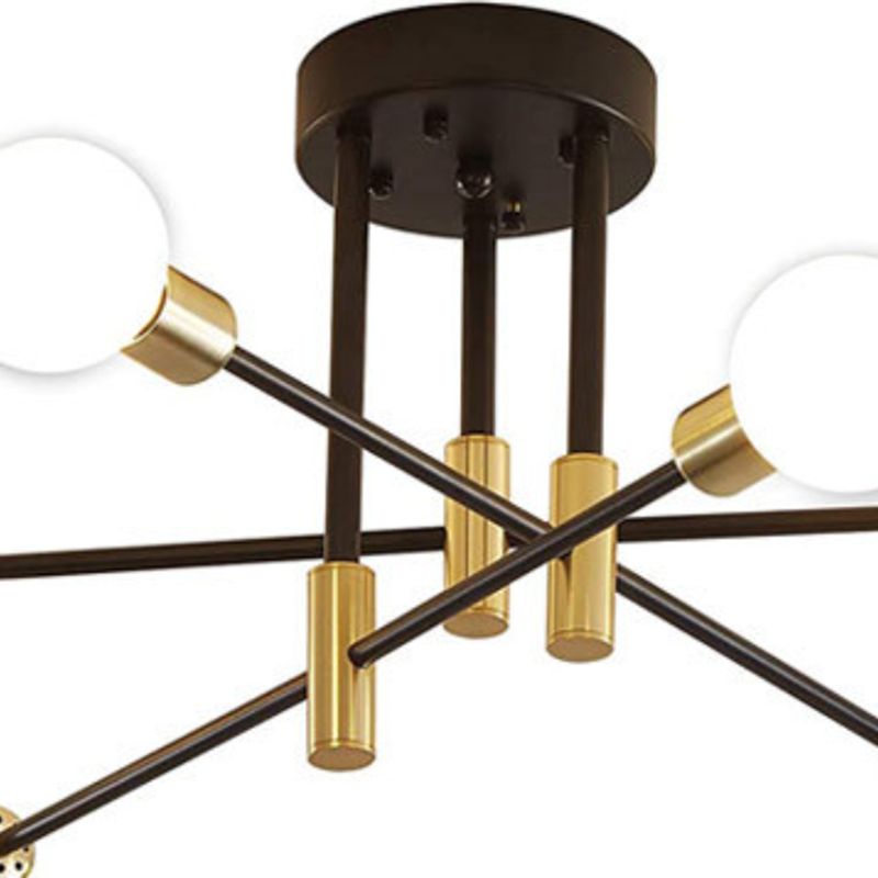Sphere Ceiling Semi Flush Contemporary 4 / 6 / 8 - Light Semi Flush Mount in Black & Gold