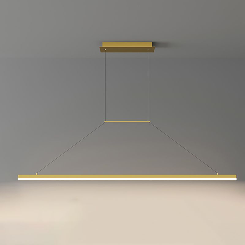 Modern Metal Island Light Linear 1-Head Restaurant Hanging Lamp with Silica Gel Shade