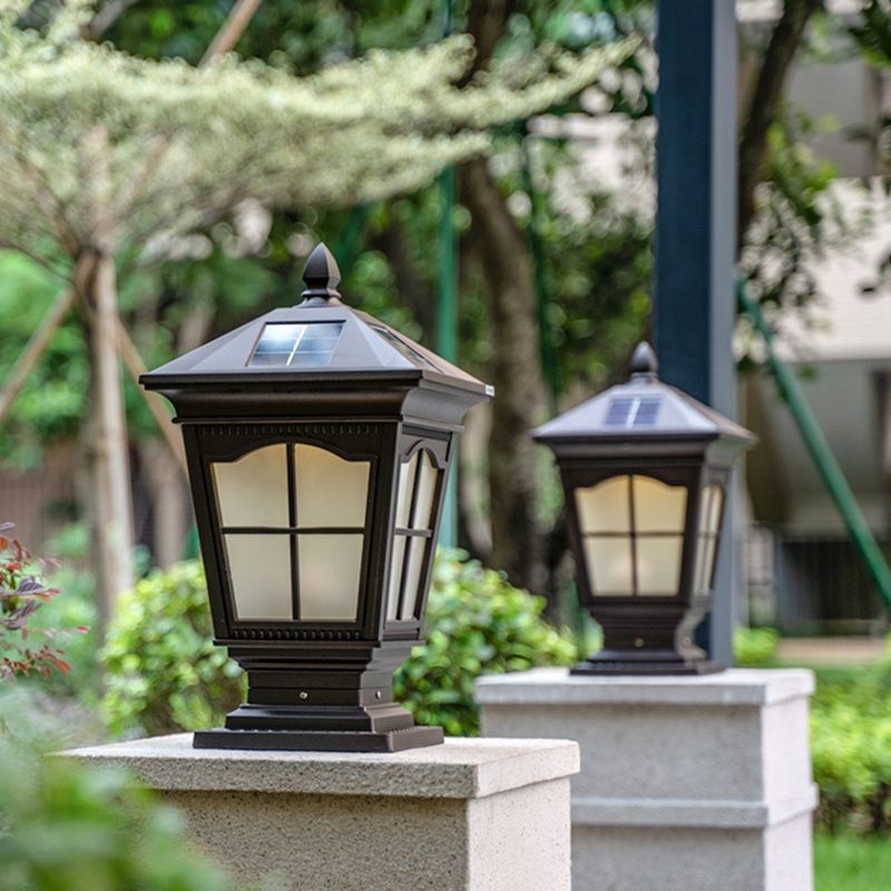 Contemporary Metal Square Shape Outdoor Waterproof Light with Glass Shade