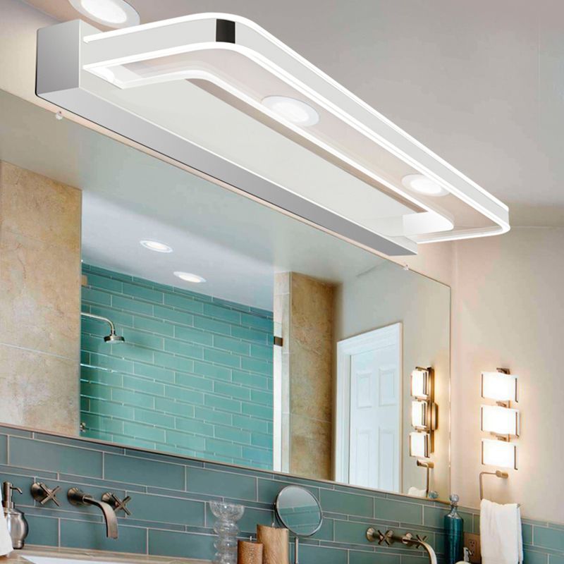 Contemporary White Single Bathroom Vanity Light LED Bath Bar