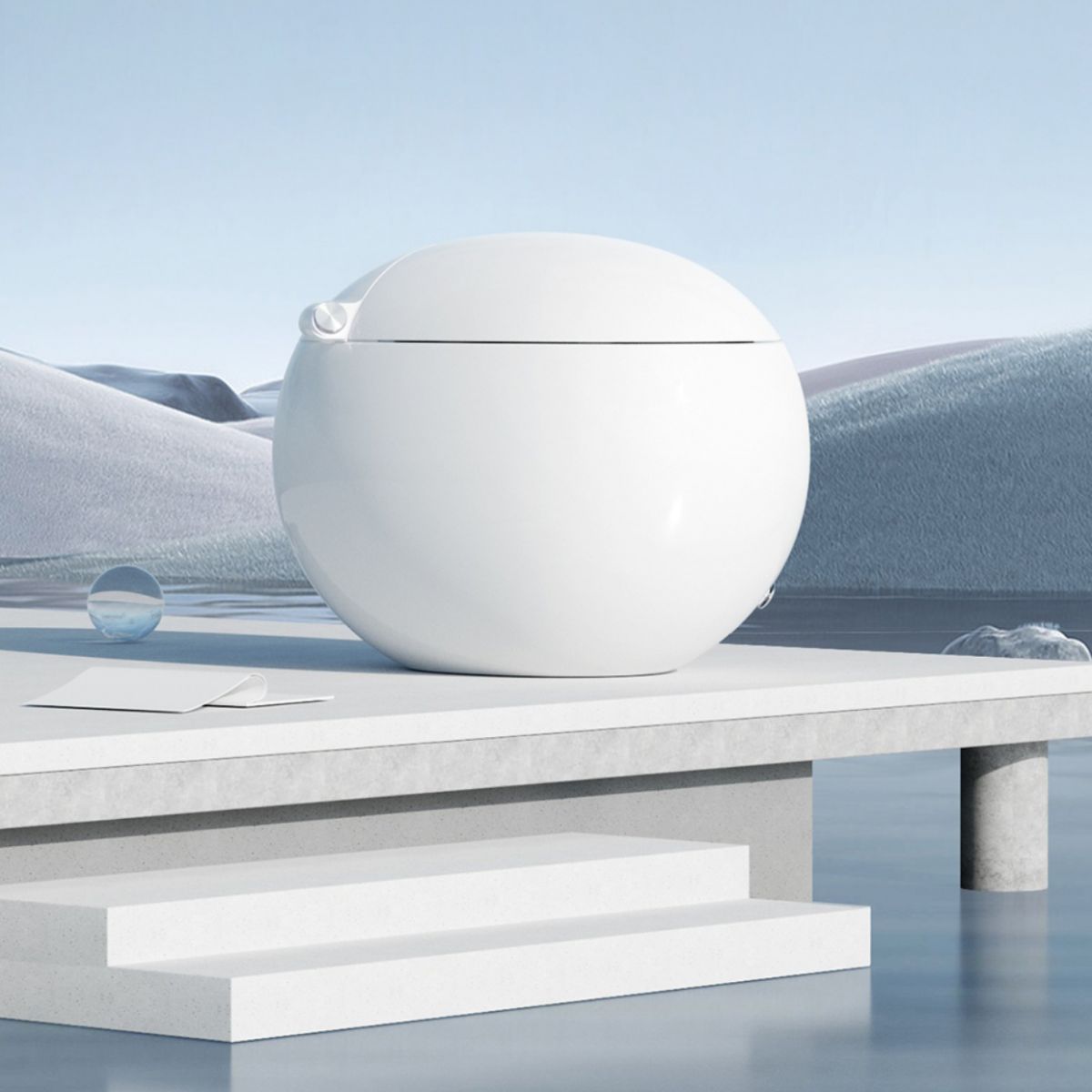 Floor Standing Bidet Round Ceramic Floor Mount Bidet in White