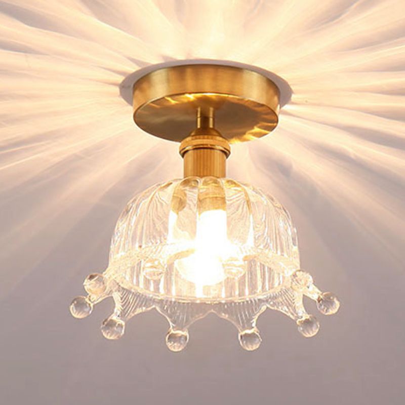 Modern Ceiling Mount Light 1-Light Ceiling Light with Glass Shade for Bedroom