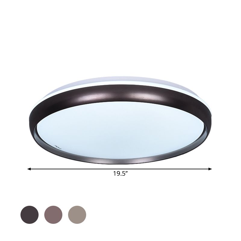 Slim Round Ceiling Lamp Modernism Metallic LED Dark Brown/Copper/Dark Gold Flush Mount Lighting Fixture for Parlor