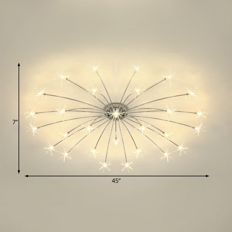 Lámpara de techo semi empotrada LED cromada/dorada contemporánea de montaje semiempotrado de metal en forma de fuegos artificiales 12/15/21 luces