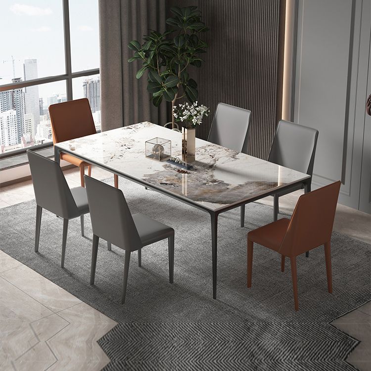 Silla auxiliar de comedor contemporánea Silla de respaldo sólido sin brazos Brasserie de cuero