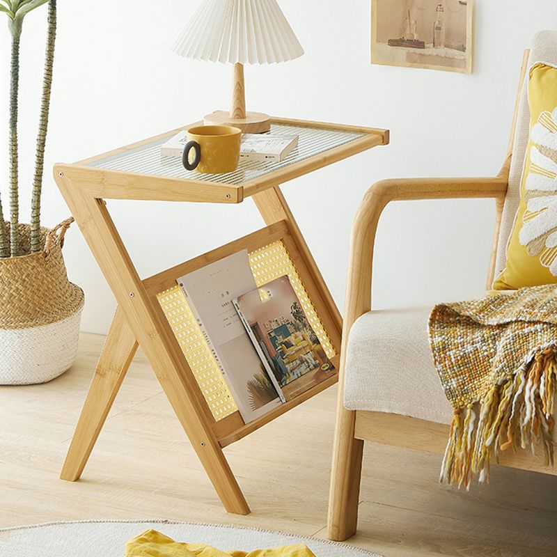 14" Wide Contemporary Corner Table Clear Rectangular Side Table