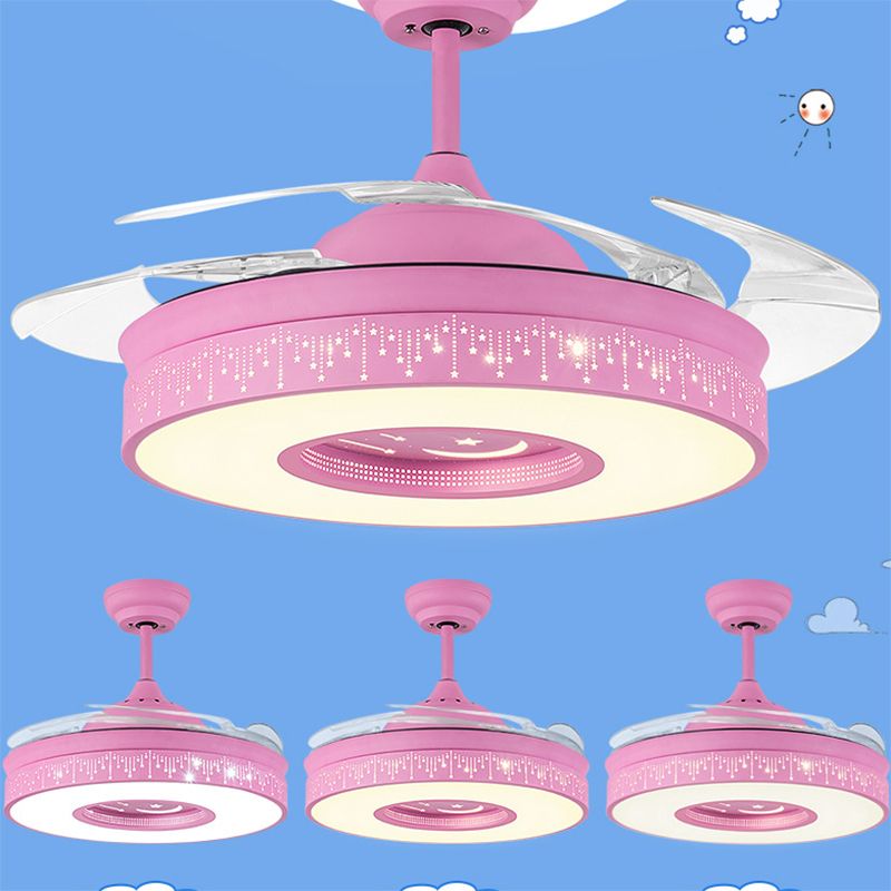 Creatieve cartoon sterrenhemel plafondventilator licht acryl kids slaapkamer semi -flush mount licht