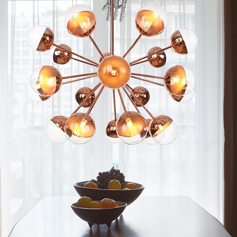 Semi-encastré Globe pour salle à manger, verre blanc/transparent/gris fumée, 9/12/15 lumières, luminaire semi-encastré contemporain en cuivre/chrome/or
