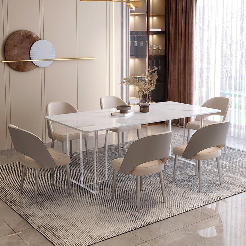 Modern Rectangle Stone Dining Table 1/7 Pieces Dining Set for Dining Room