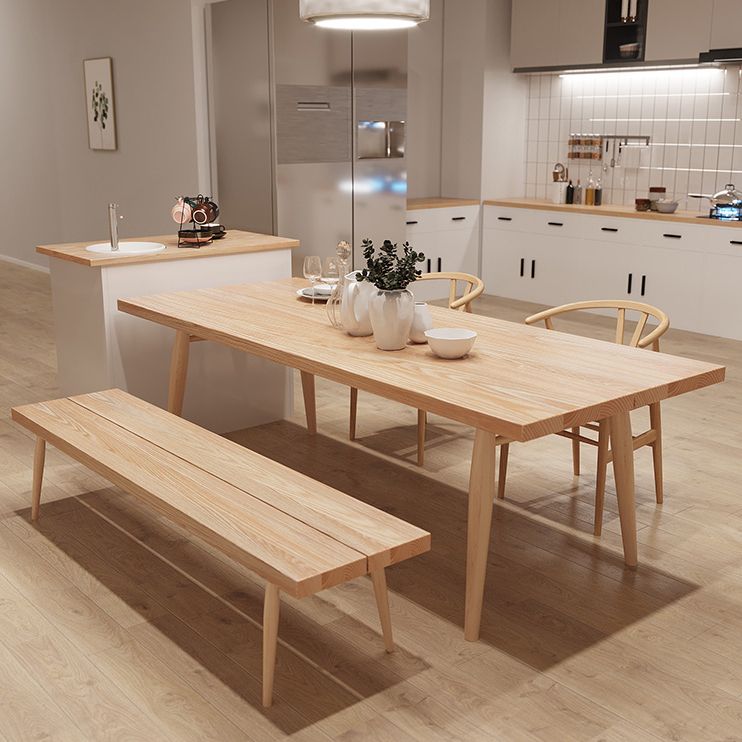 Contemporary Natural Wood Table Ash Rectangle Dining Table with 4 Legs