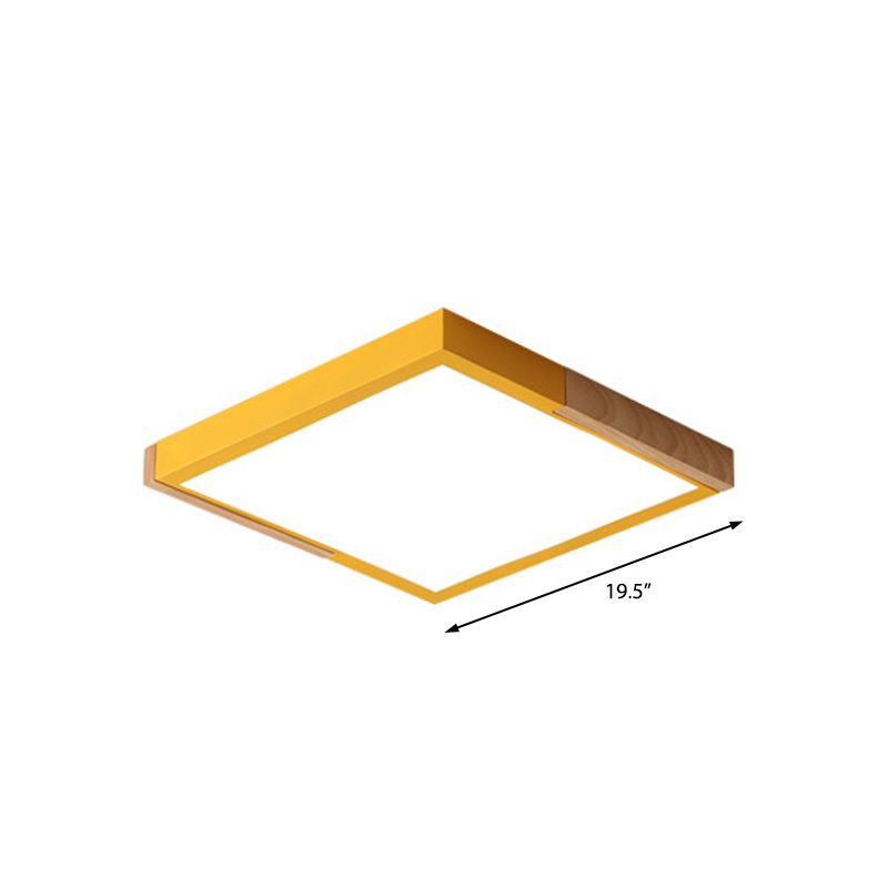 Gesplitst vierkant inbouwlicht Scandinavisch metaal Groen/wit/zwart-hout LED-plafondverlichting in wit/warm/3 kleuren licht, 16"/19,5" breed