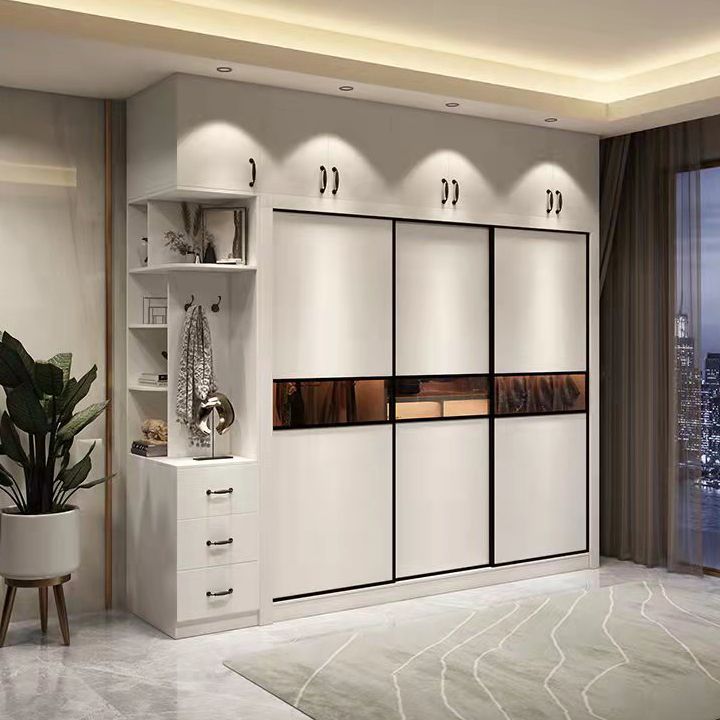 White Contemporary Wardrobe Cabinet Wooden Wardrobe Armoire for Home