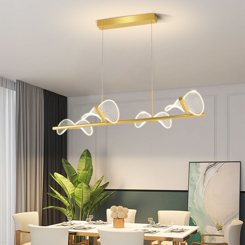 Minimalistische LED Island Lampe Bogenknotenform hängende Licht mit Acrylschatten für Esszimmer