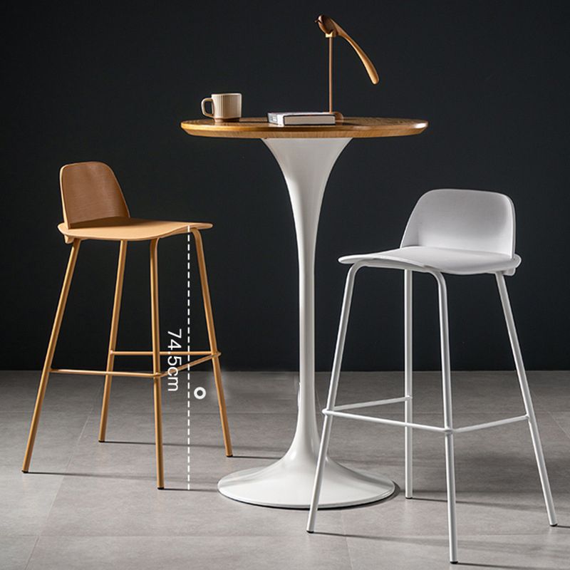 Scandinavian Plastic Bar Stools Low Back Armless Barstool with 4 Iron Legs