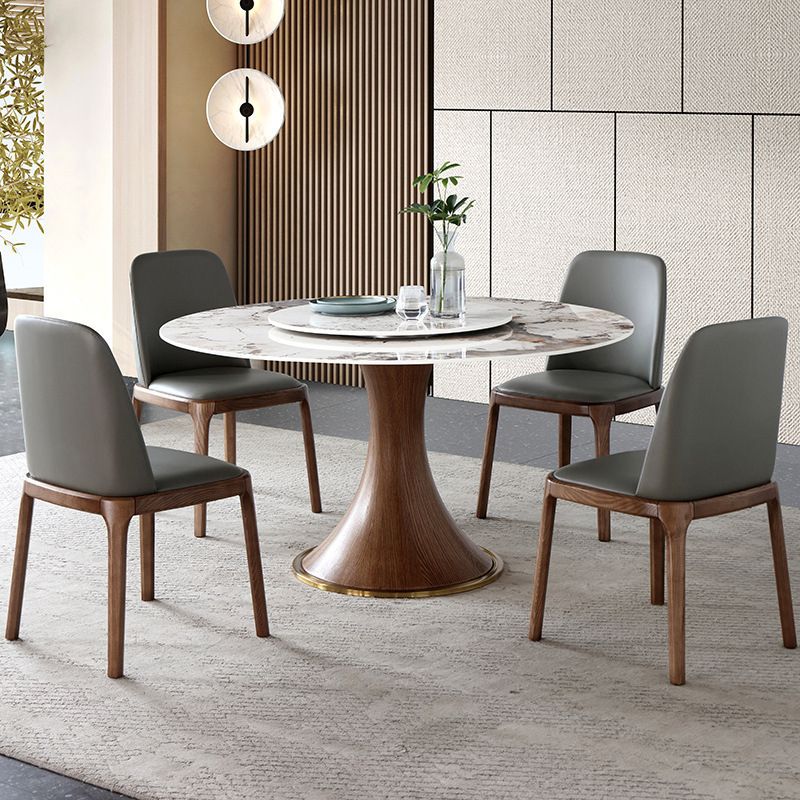 Round Sintered Stone Dining Table Modern Furniture with Pedestal Base for Indoor