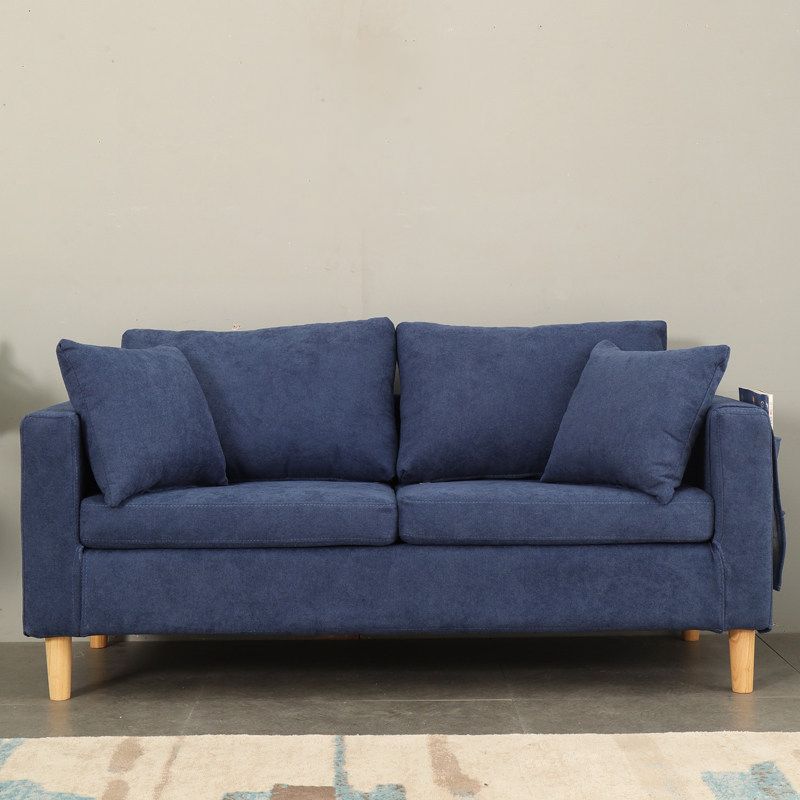 Scandinavian Tuxedo Arm Sofa Slipcovered Loveseat with Storage and Pillow Back