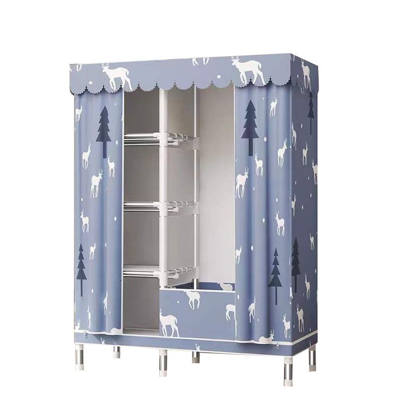 Contemporary Wardrobe Closet with Shelves Metal Wardrobe Armoire