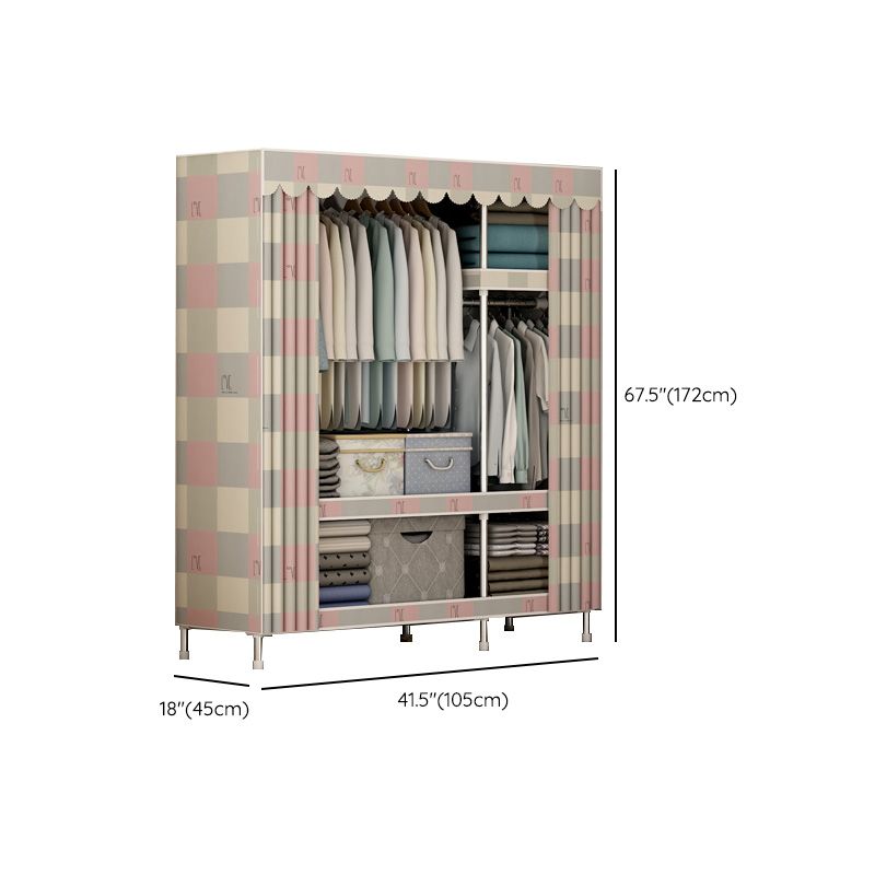 Contemporary Style Wardrobe Metal Bedroom Wardrobe Closet with Clothes Rail