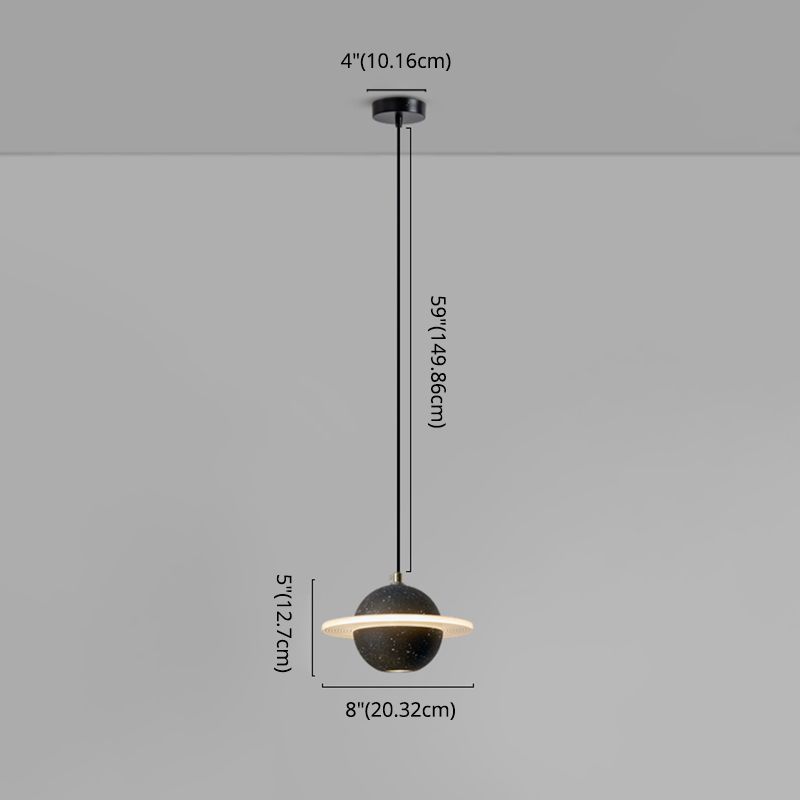 1 Light Planet Light Kit Modern Cement Hanging Light with Hanging Cord for Restaurant