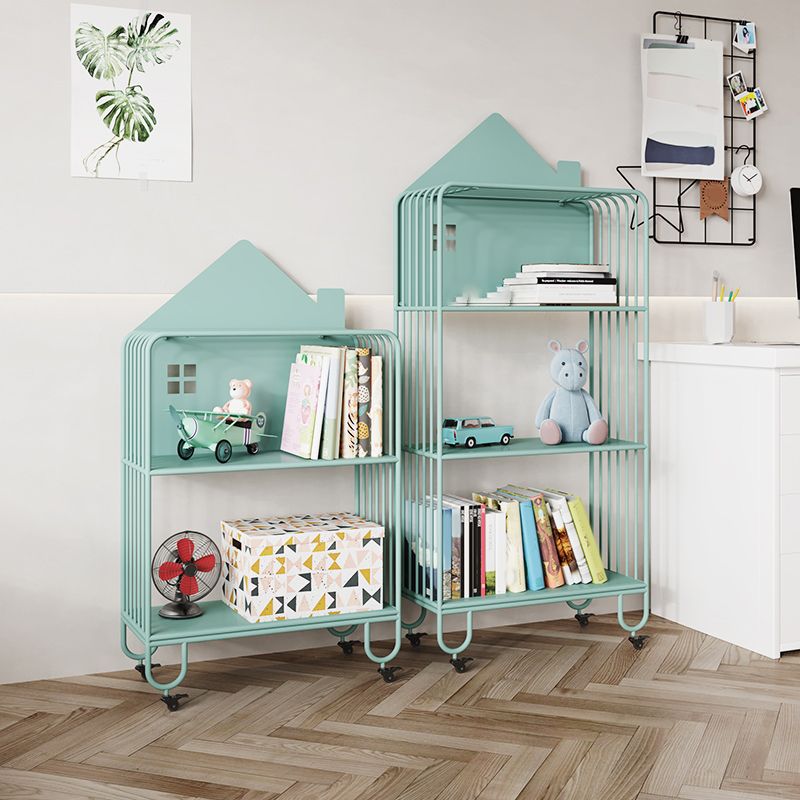 Contemporary Antique Finish Shelf Bookcase Metal Bookshelf with Shelves