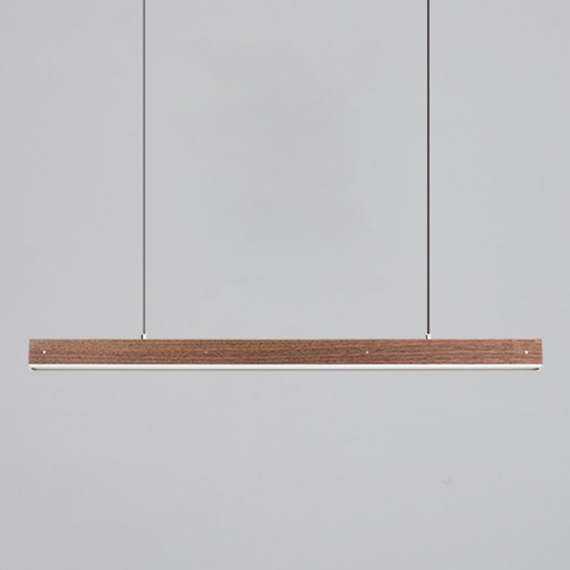Linear Wood Island Light Fixture Modern Ceiling Pendant Light for Tea Room
