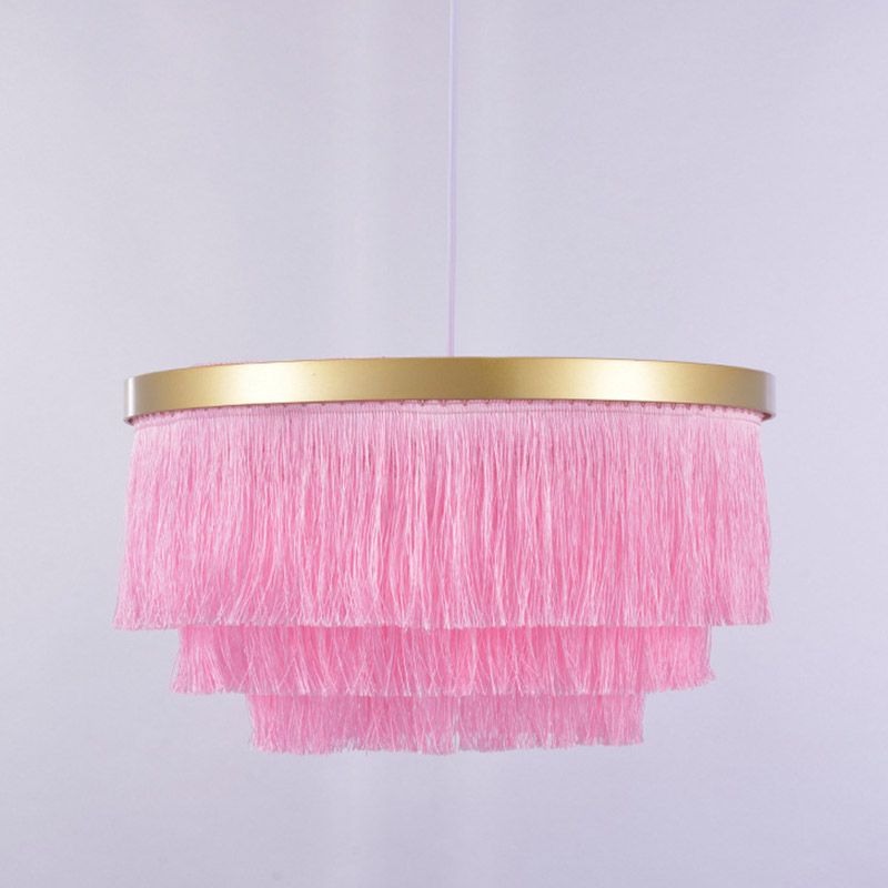 Fringe Gold Ceiling Light Layered 1-Light Minimalism Hanging Lamp for Living Room