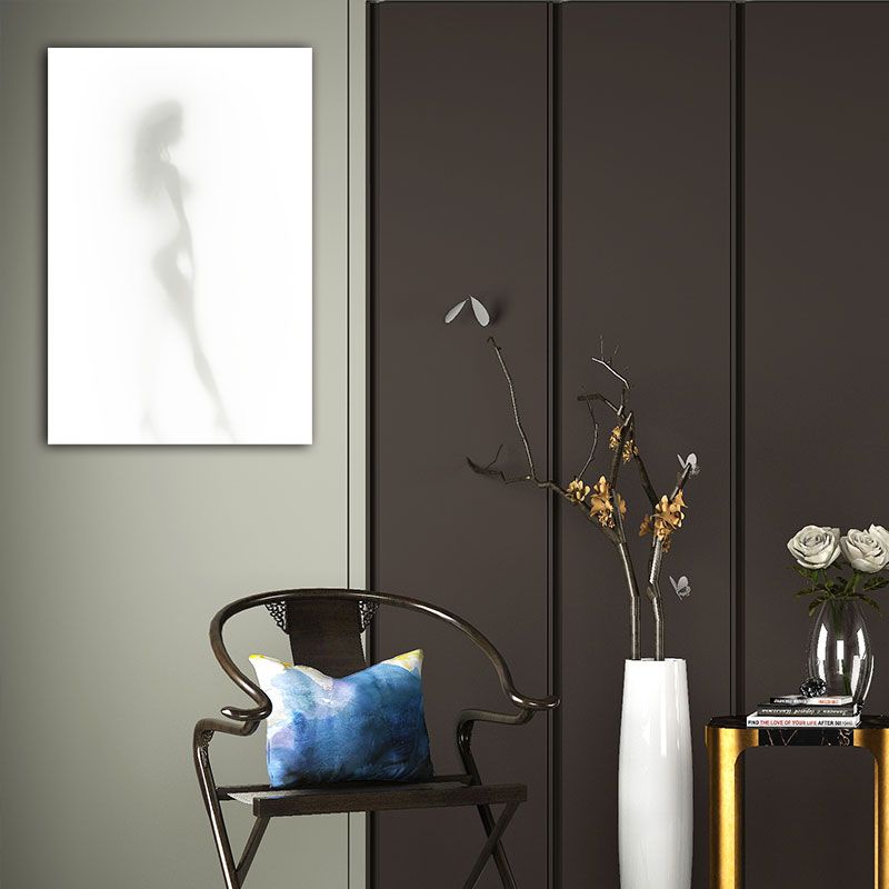 Modern Creative Canvas in Grey Shadow of Sexy Woman on the Frosted Glass Wall Art for Room