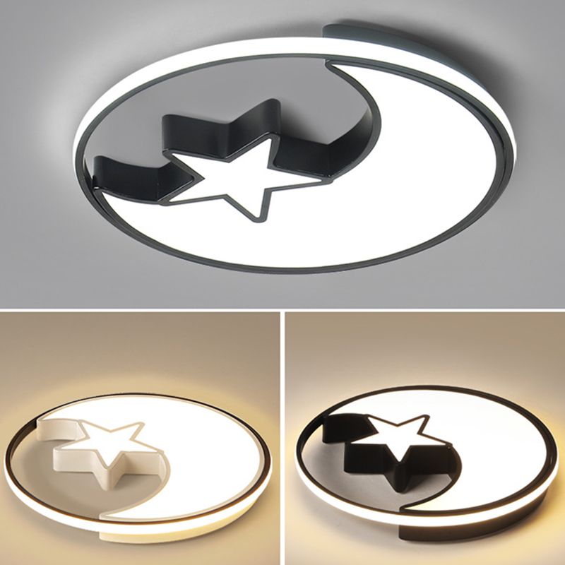 Moon And Star Flush Mount Light 1 Light Acrylic Cartoon Flush Mount Spotlight for Children Bedroom