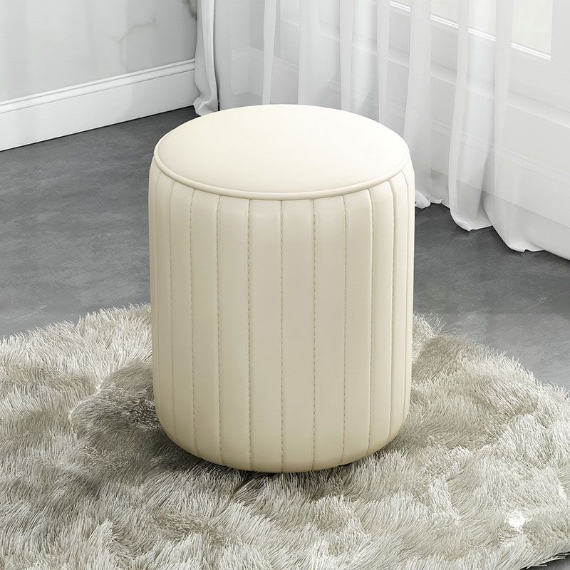 Solid Color Leather Standard Stool Modern Style Simple Round Cushion Stool