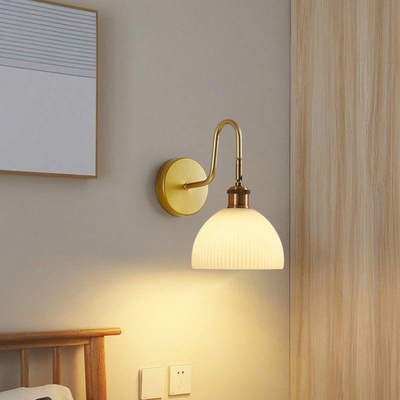 1-Light Wall Lamp Modern Wall Mount Lamp with Glass Shade for Bedroom