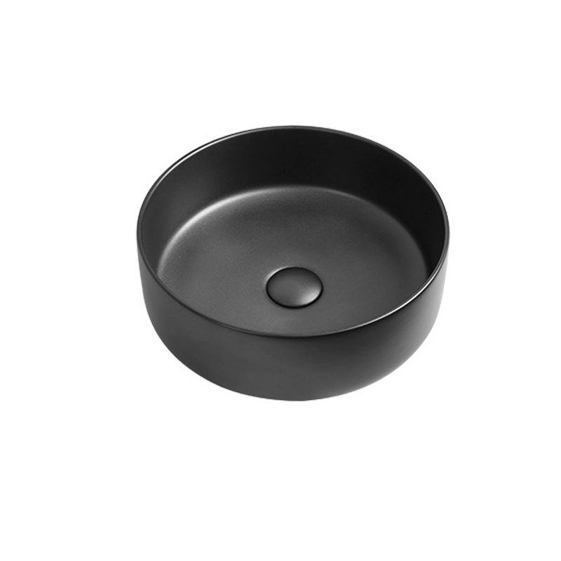 Modern Vessel Sink Round Porcelain with Faucet Vessel Lavatory Sink