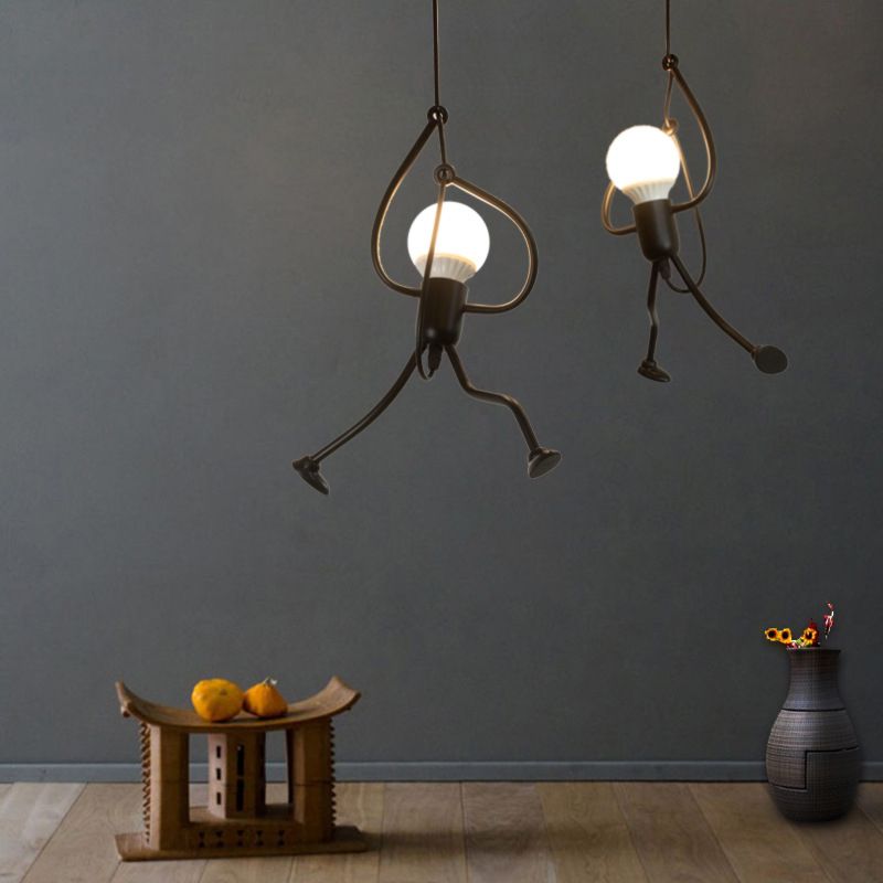 Style Industrial Style Light Swing in ferro battuto Lam lampade appeso in nero