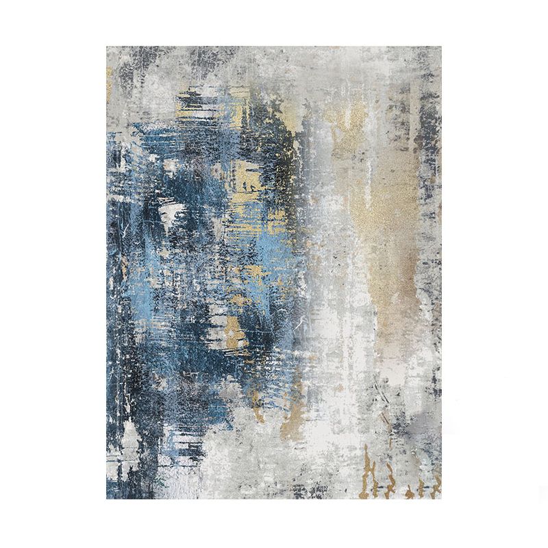 Modern Living Room Area Rug Abstract Pattern Polyester Stain Resistant Rug for Home Decor
