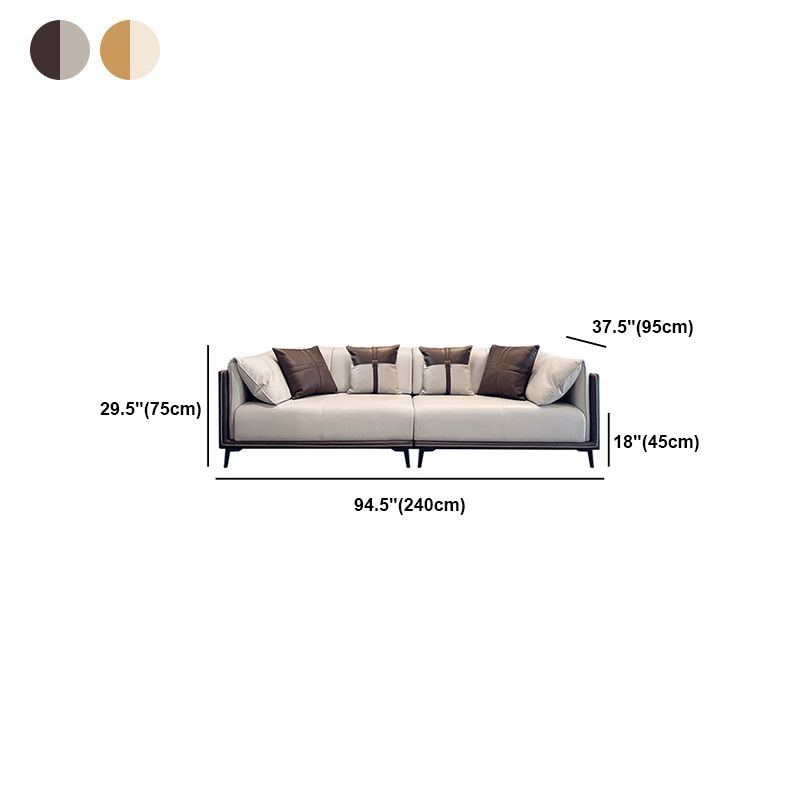 Modern Stain-Resistant Faux Leather Pillow Top Arm Sofa/Sectional for Living Room