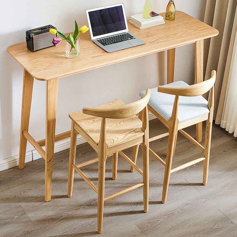 Contemporary Solid Wood Bar Dining Table Rectangle Bar Table in Natural