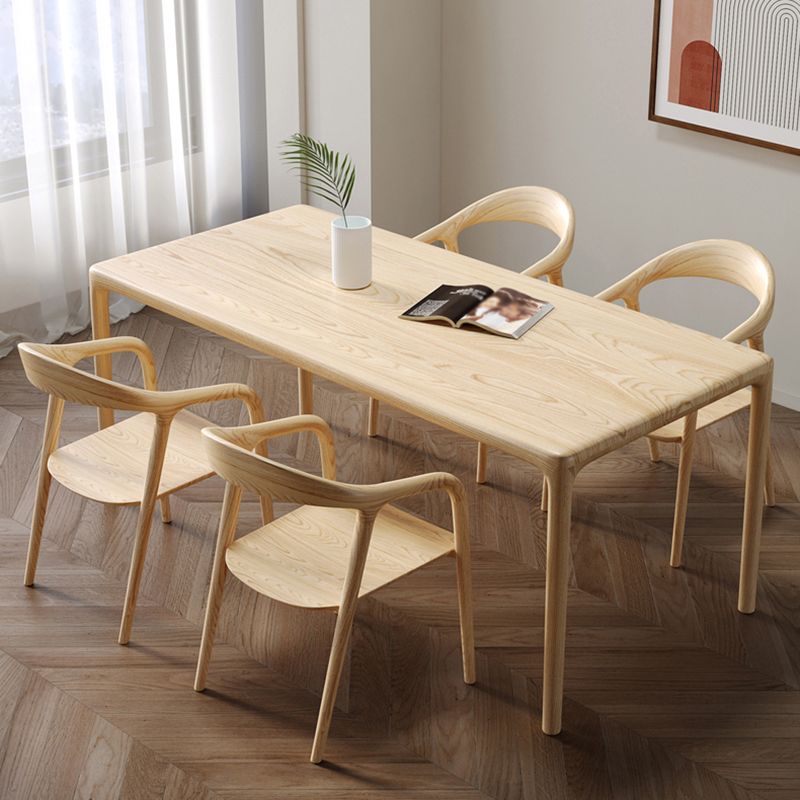 1/2/5 Pcs Rectangle Solid Wood Standard Height Dining Furniture Set in Light