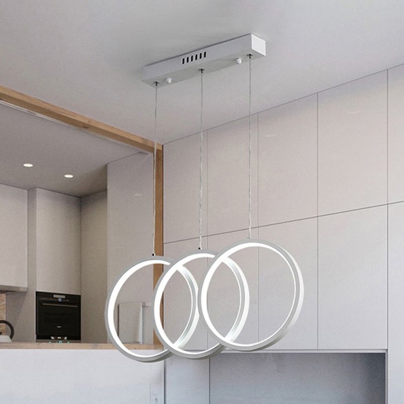 Kreise Esszimmer hängende Anhänger leichte Metall LED Einfachheit Deckenheizlicht in Weiß