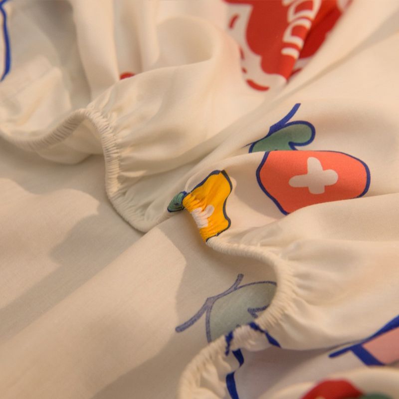 Fitted Sheet Cotton Floral Printed Ultra Soft Breathable Wrinkle Resistant Bed Sheet Set