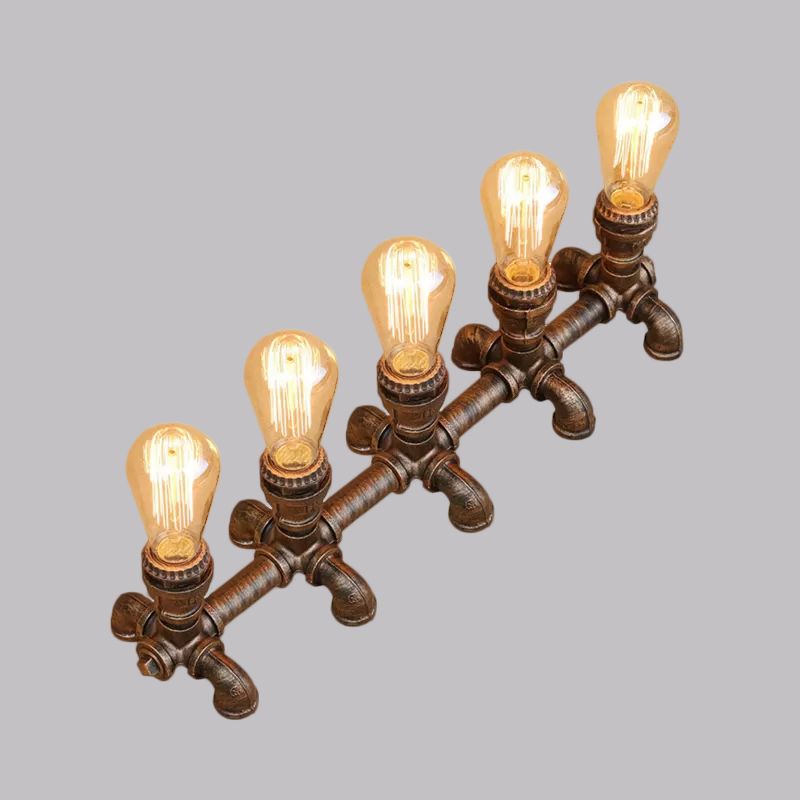 Bronze 2/3 lichten Standingslicht Industrieel Metallic Open bol Tafelverlichting met pijpontwerp voor coffeeshop