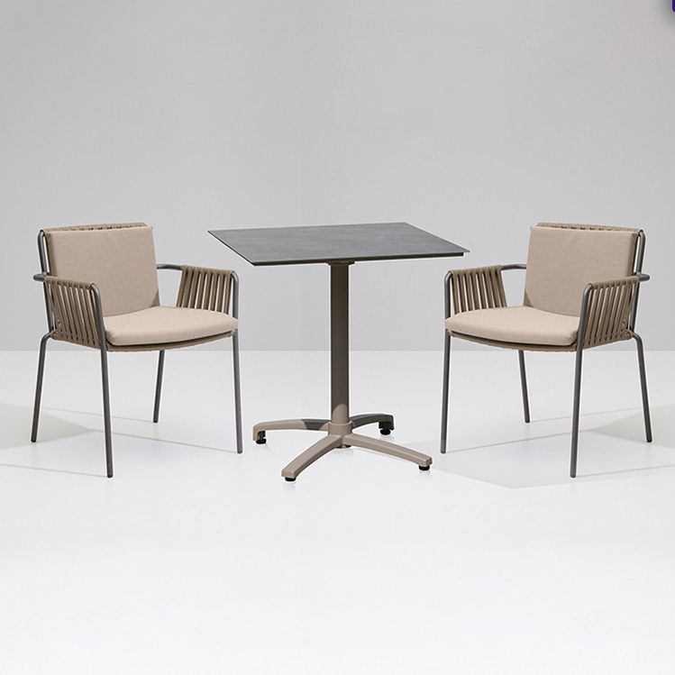 Industrial Outdoors Dining Chairs with Aluminum Base and Water Repellent Finish Cushion