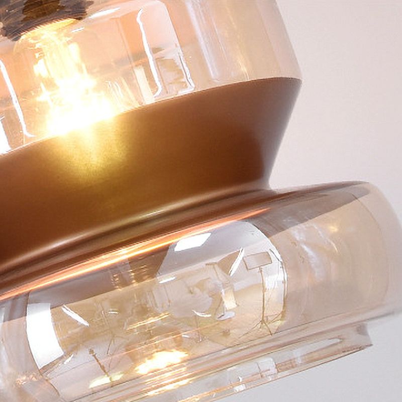 Copper Urn Pendant Lighting Fixture Modern 1 Head Clear Glass Hanging Lamp, 6.5"/8"/10" Wide