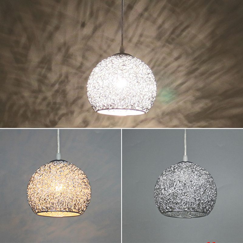 Aluminum Wire Spherical Pendant Macaron Style 1-Light Suspended Lighting Fixture