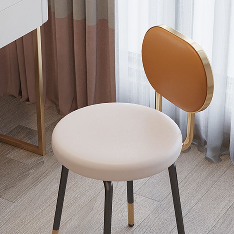 Luxurious Upholstered Armless Chair Open Back Side Leather Chair with Metal Base