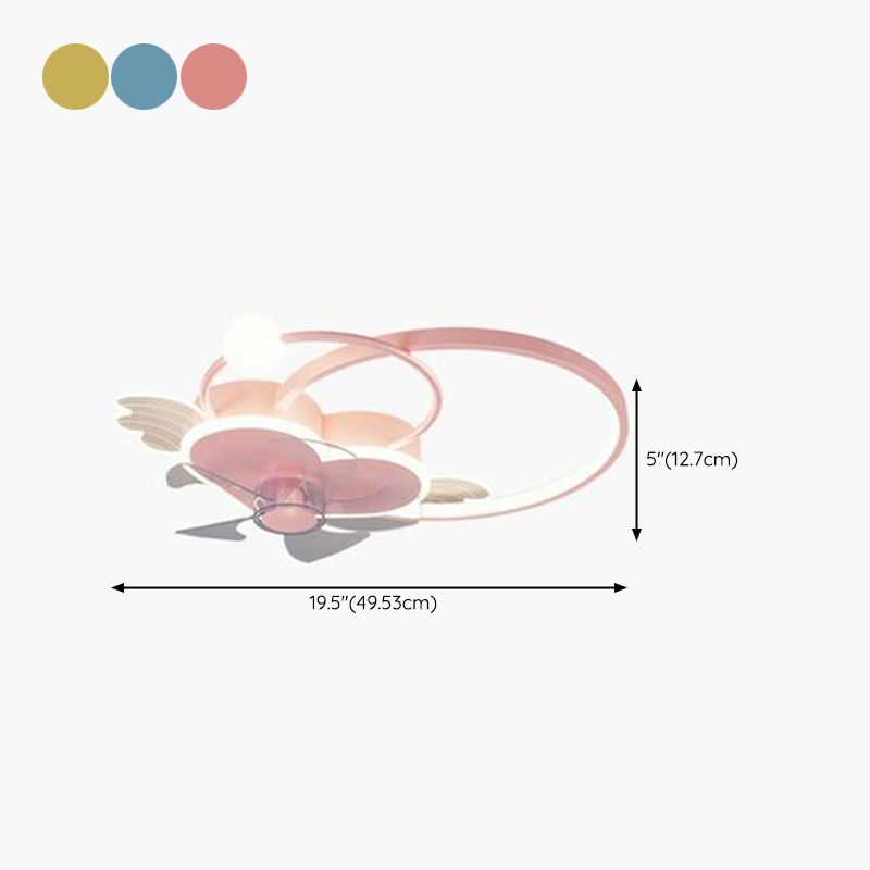 Polish Finish LED Ceiling Fan 7-Blade Children Fan with Light for Home