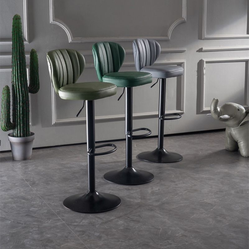 Modern Adjustable Height Swivel Stool Leather Upholstered Stool