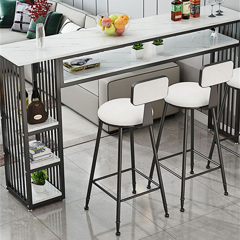 Glam Indoor Bar Dining Table Rectangle Bar Stool Table with Storage