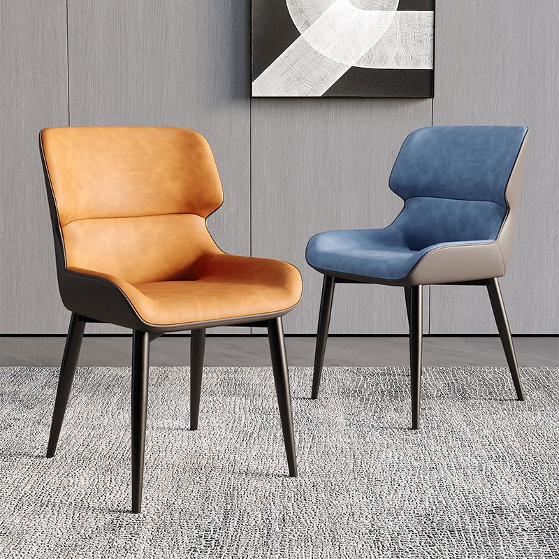 Contemporary Style Metal Dining Chairs Wingback Arm Dining Side Chair for Kitchen