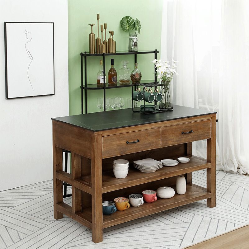 Modern Stationary Kitchen Island table Wood Kitchen Island table