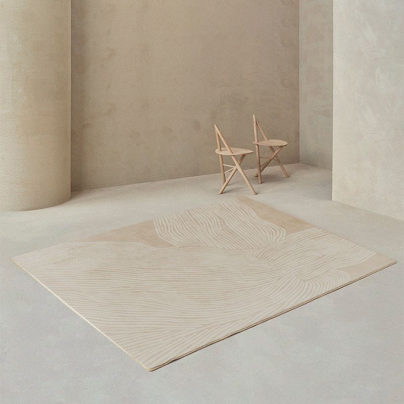 Light Brown Striped Rug Polyester Casual Rug Washable Rug for Living Room